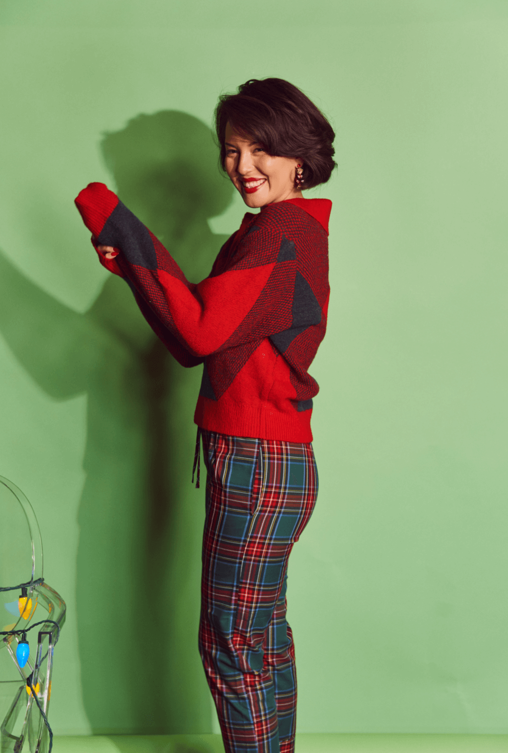 Argyle Sweater - Red & Green