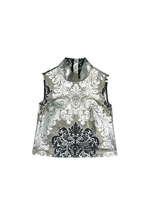 SAMPLE - Cropped Mod Top - Damask Brocade
