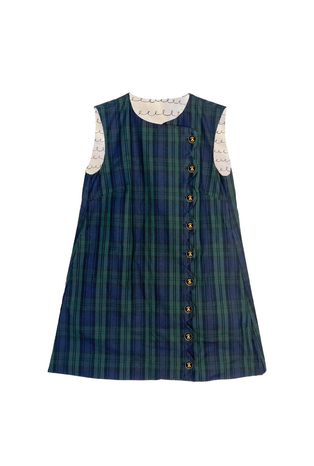 BURU x Mary Orton Little Girl's Scallop Shift Dress - Blackwatch