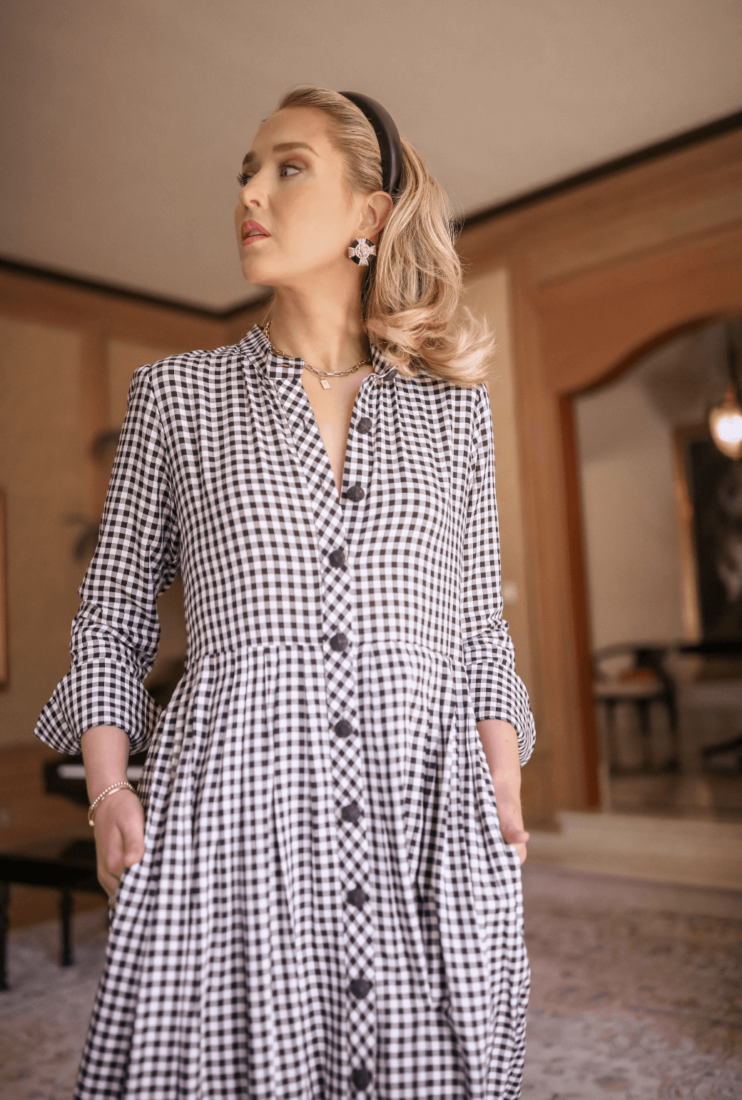 BURU x Mary Orton Mandarin Shirtdress - Black & White