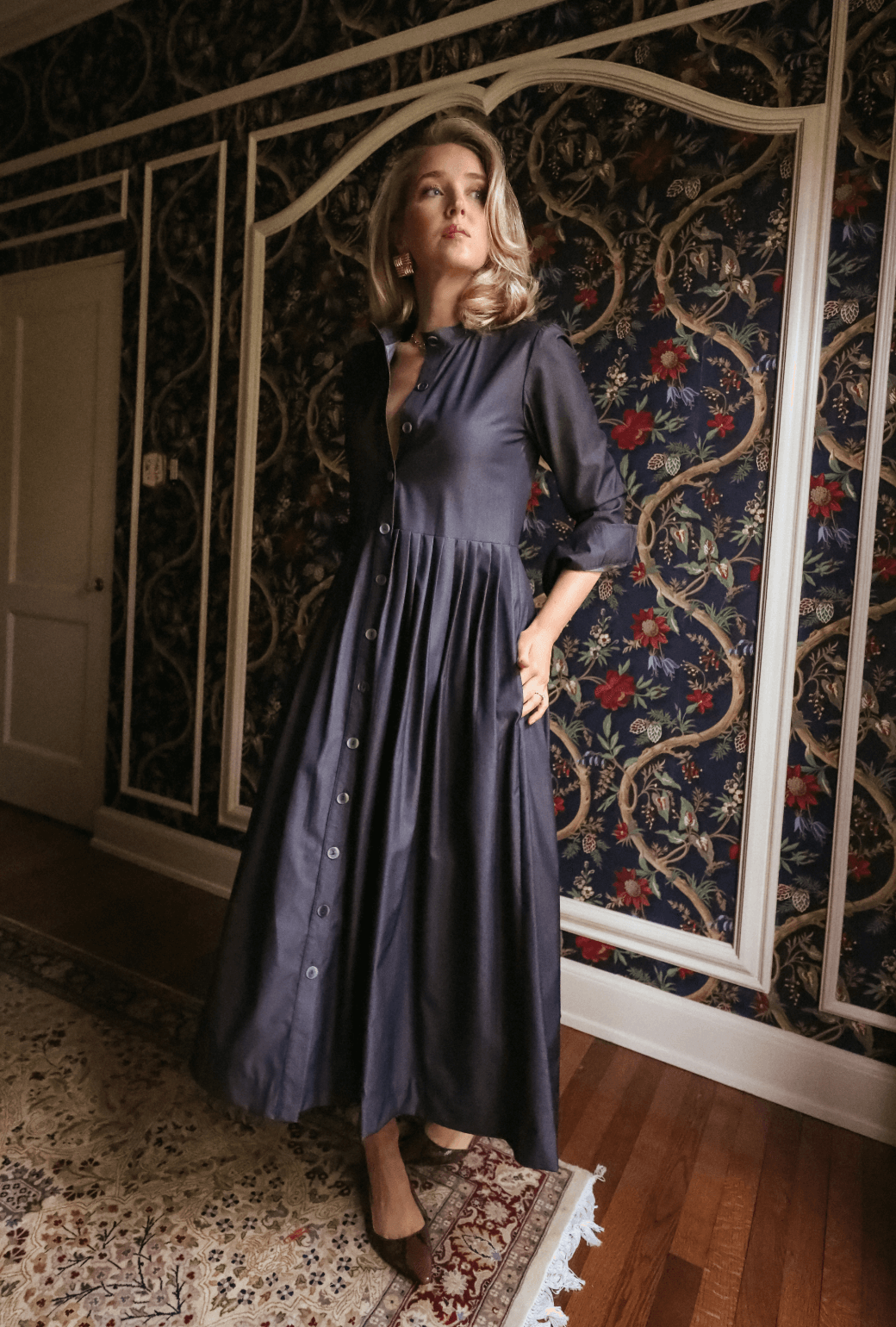 BURU x Mary Orton Mandarin Shirtdress - Dark Chambray