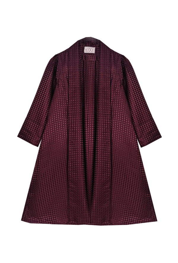 BURU x Mary Orton Swing Coat - Burgundy Dot