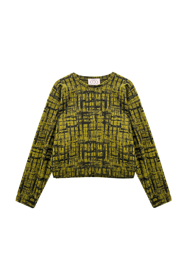 BURU x Val Everyday Pullover - Chartreuse & Black Abstract Knit