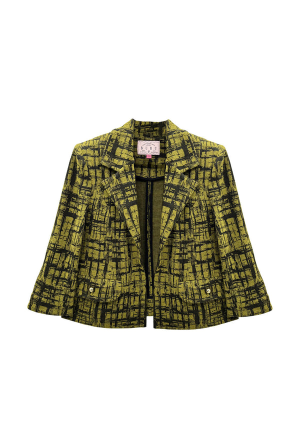 BURU x Val Knit Blazer - Chartreuse & Black Abstract Knit
