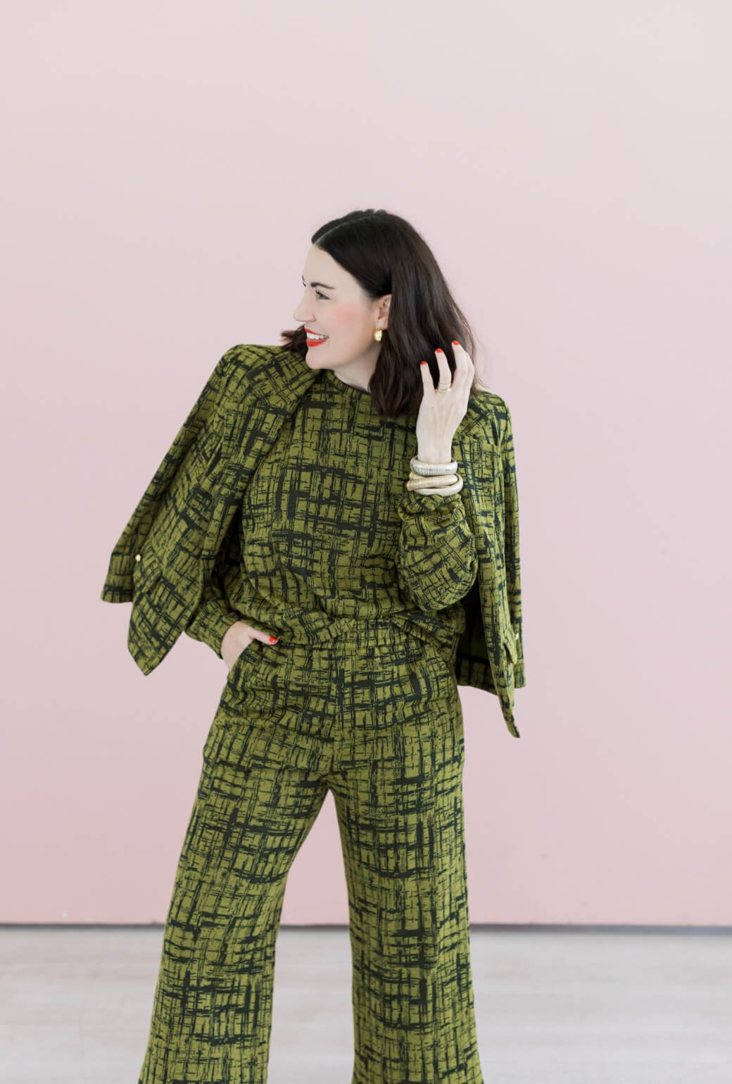 BURU x Val Knit Blazer - Chartreuse & Black Abstract Knit
