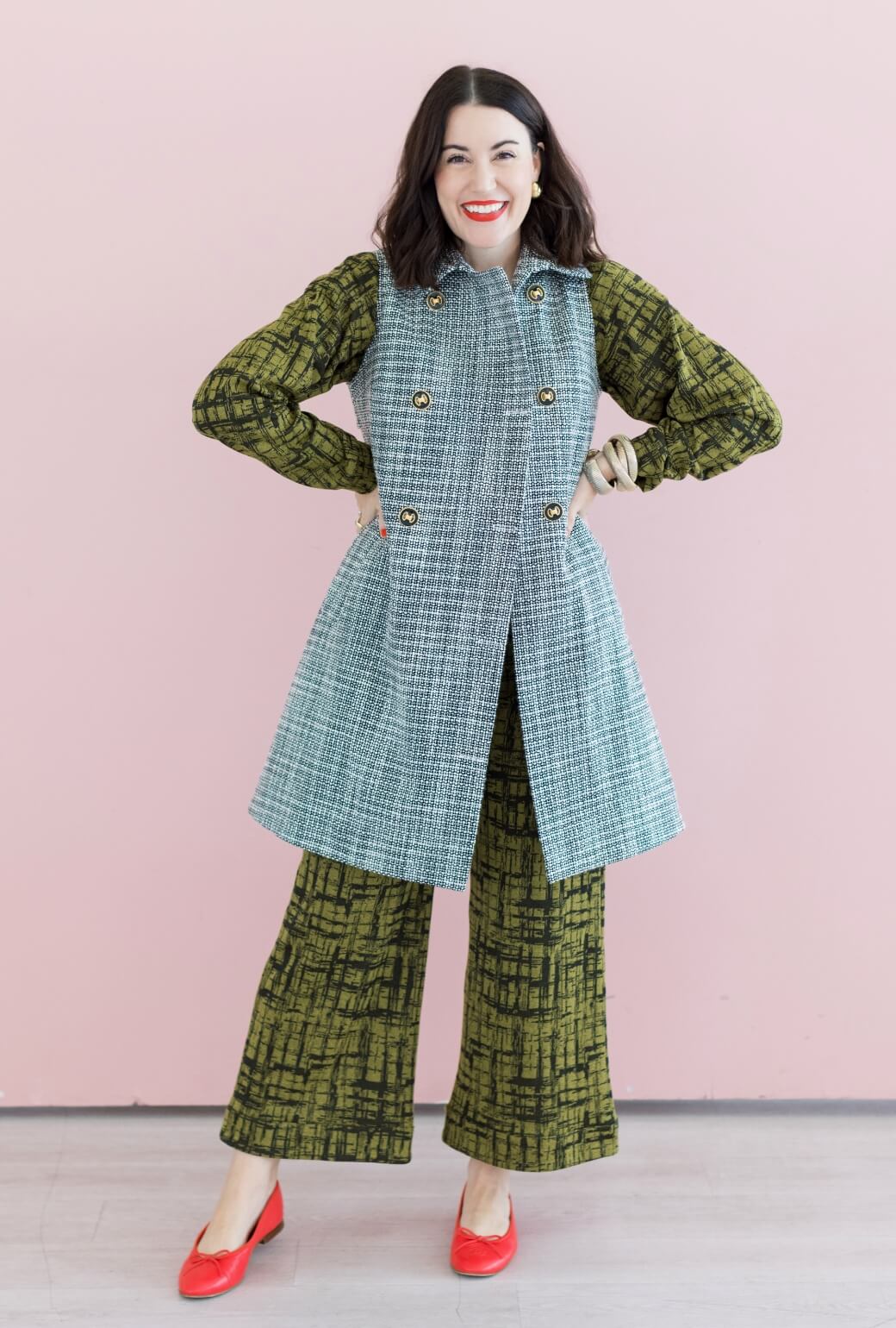 BURU x Val Wide Leg Knit Trouser - Chartreuse & Black Abstract Knit