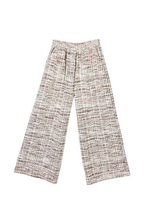 BURU x Val Wide Leg Knit Trouser - Ivory Tweed