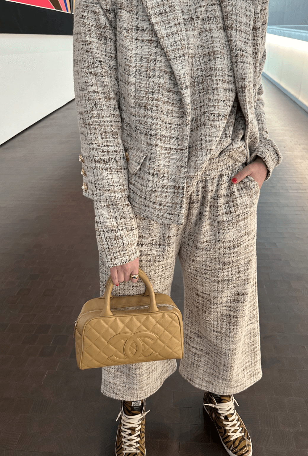 BURU x Val Wide Leg Knit Trouser - Ivory Tweed