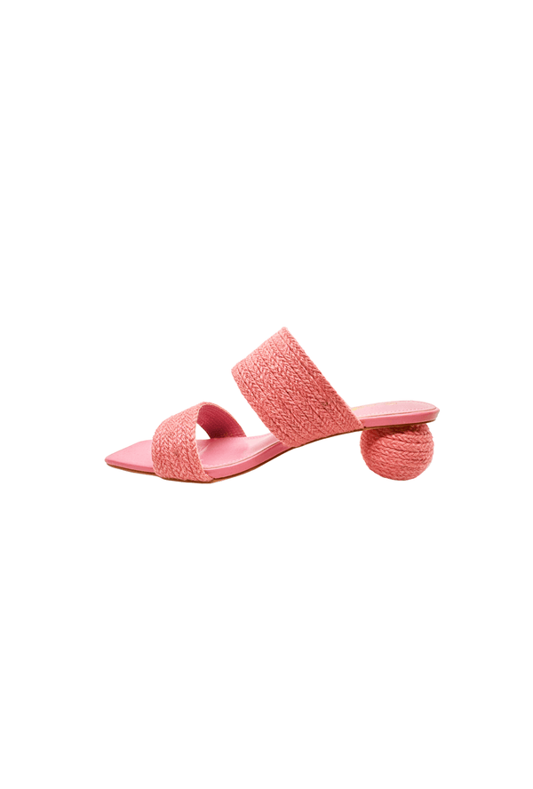 Ball Heel Sandal - Coral Raffia