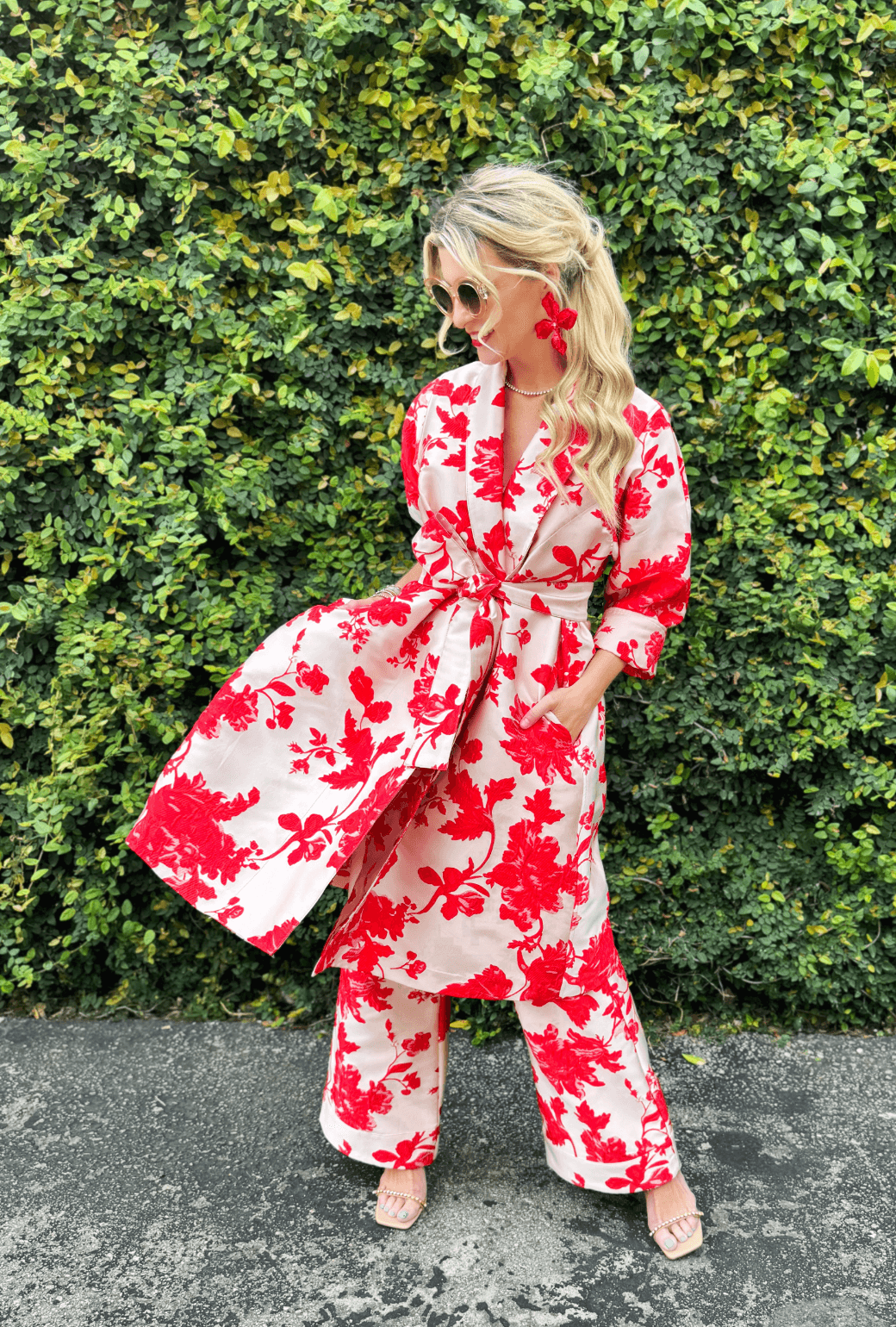 Belted Swing Coat - Run for the Roses Brocade