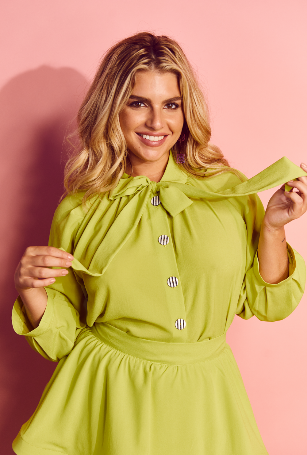 Big 10 Bow Blouse - Chartreuse 2.0