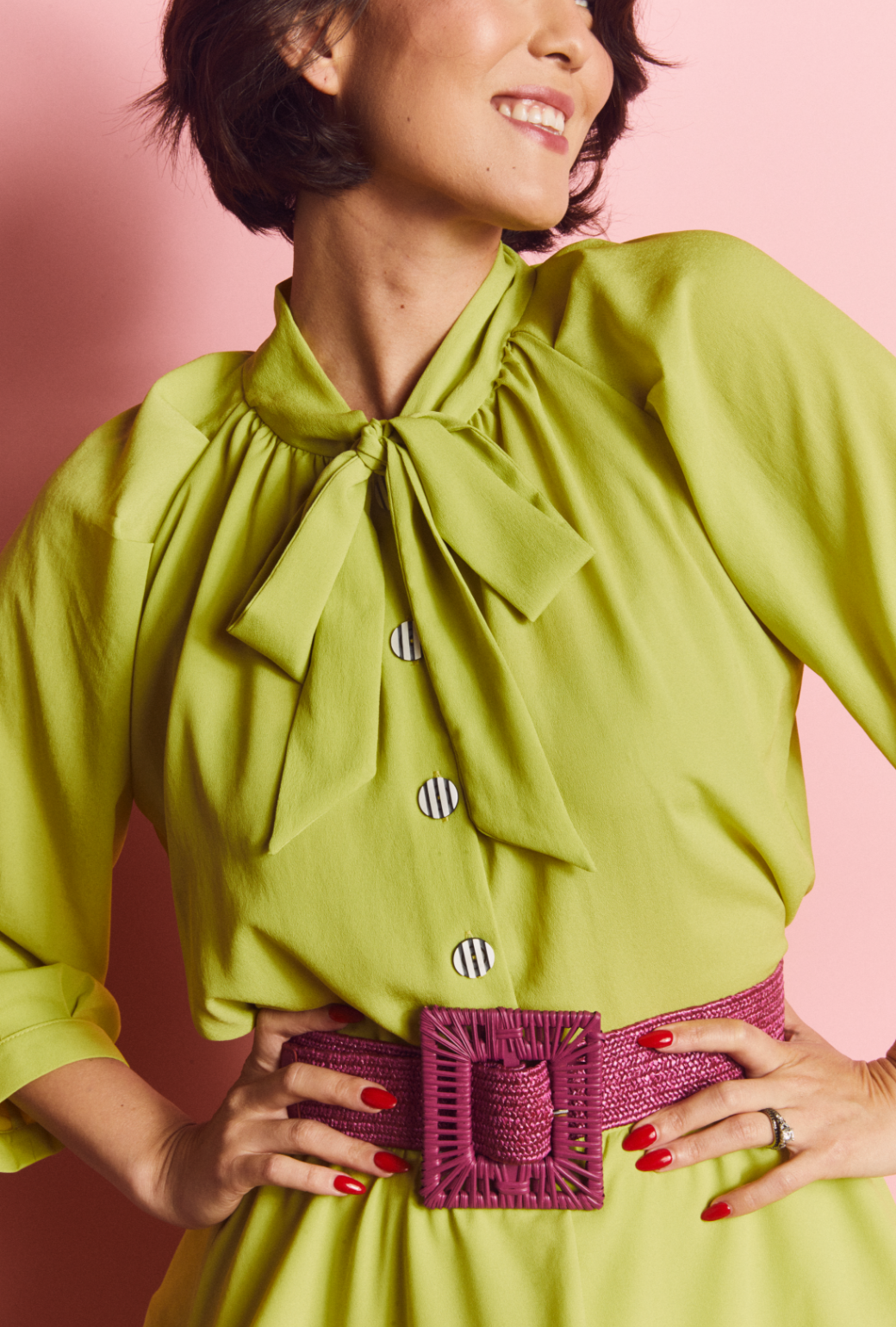 Big 10 Bow Blouse - Chartreuse 2.0