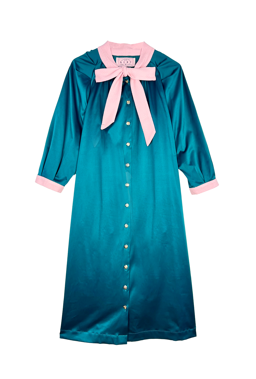 Big 10 Bow Housecoat - Evergreen & Blush