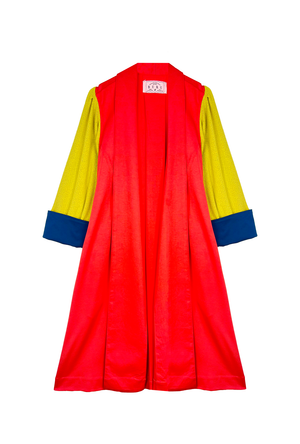 Big 10 Swing Coat - Poppy & Chartreuse