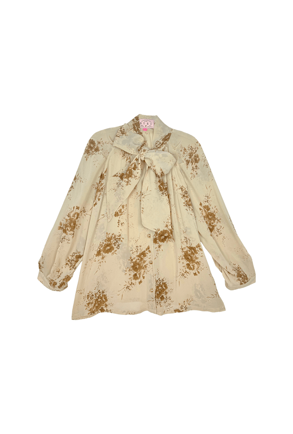 Big Bow Blouse - Ivory Floral