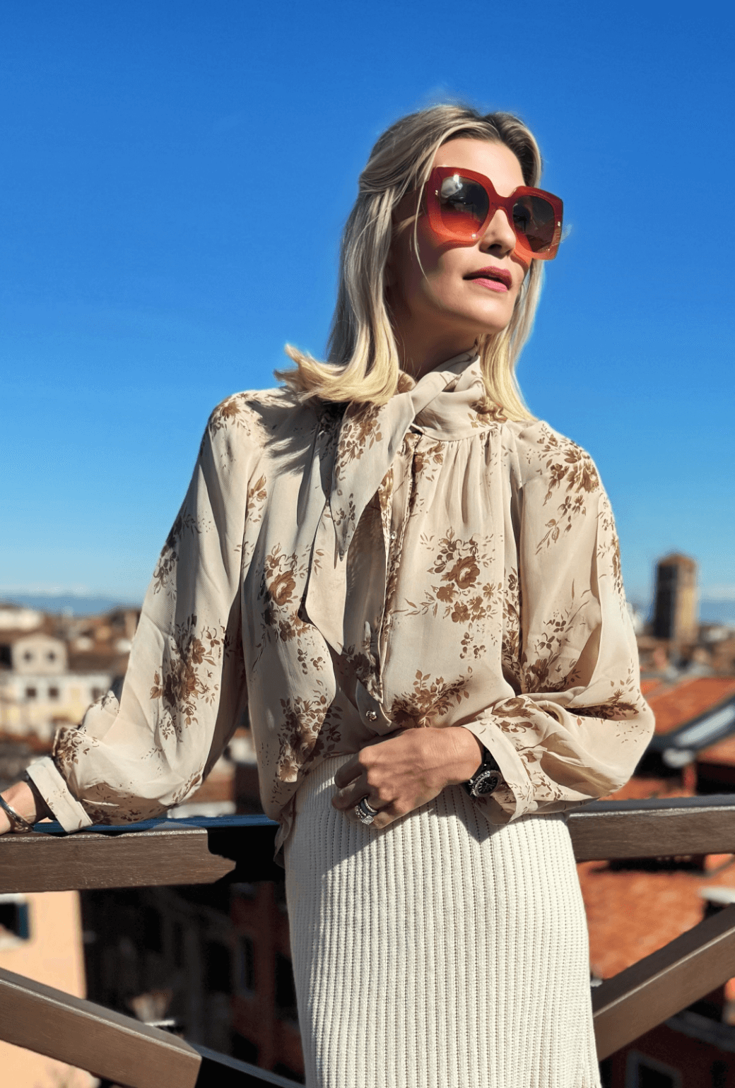 Big Bow Blouse - Ivory Floral