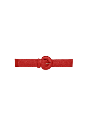 Bold Rattan Buckle Stretch Belt - Red
