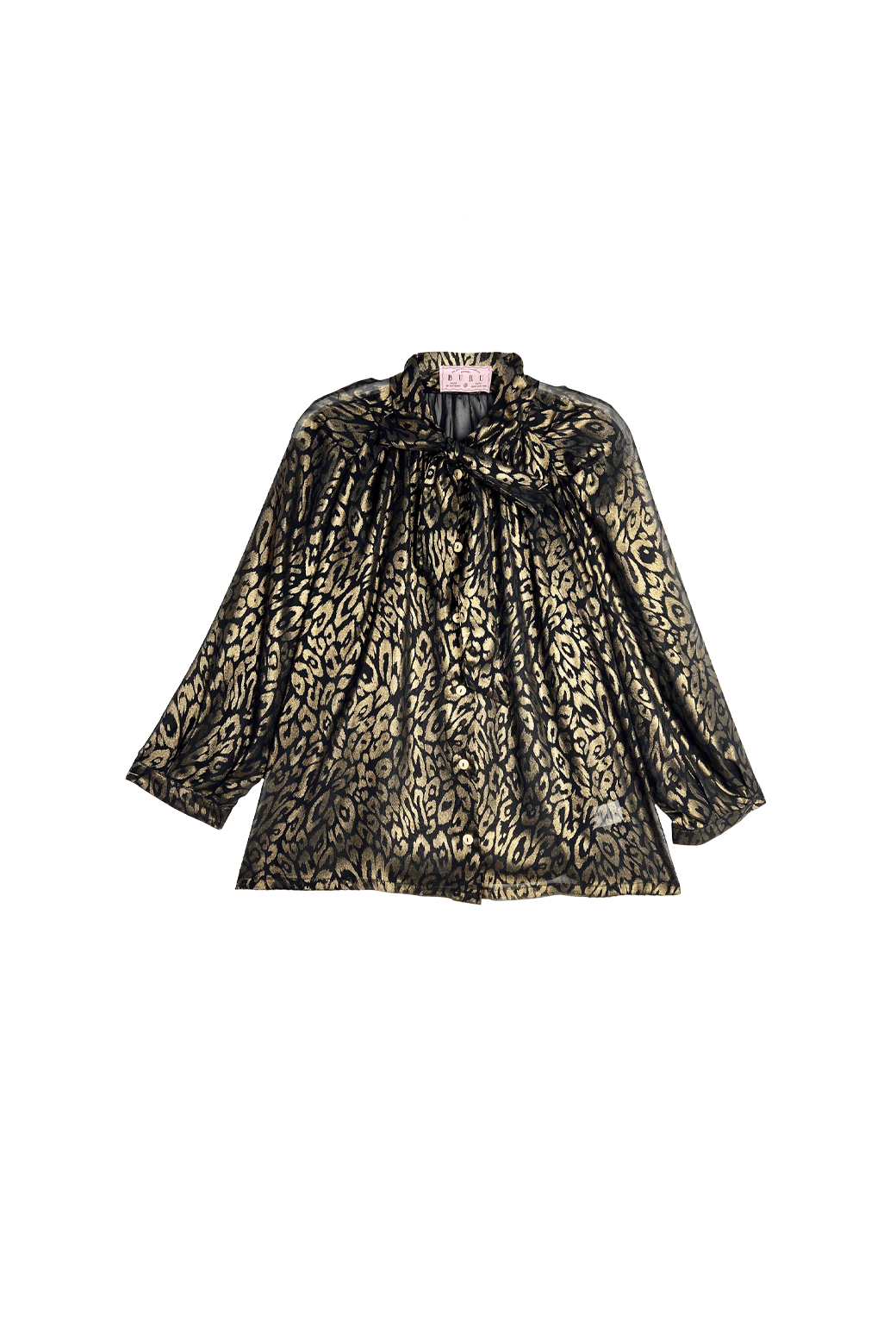 BURU x Mignonne Gavigan Bow Blouse - Cheetah