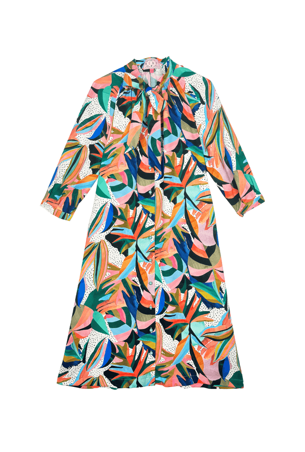 Bow Housecoat - Abstract Palm