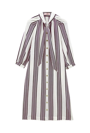 Buru x Val Bow Housecoat - Black & White Stripe