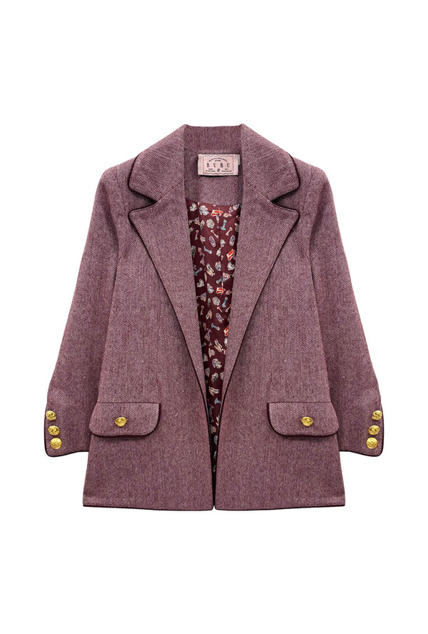 Boyfriend Blazer - Burgundy Herringbone