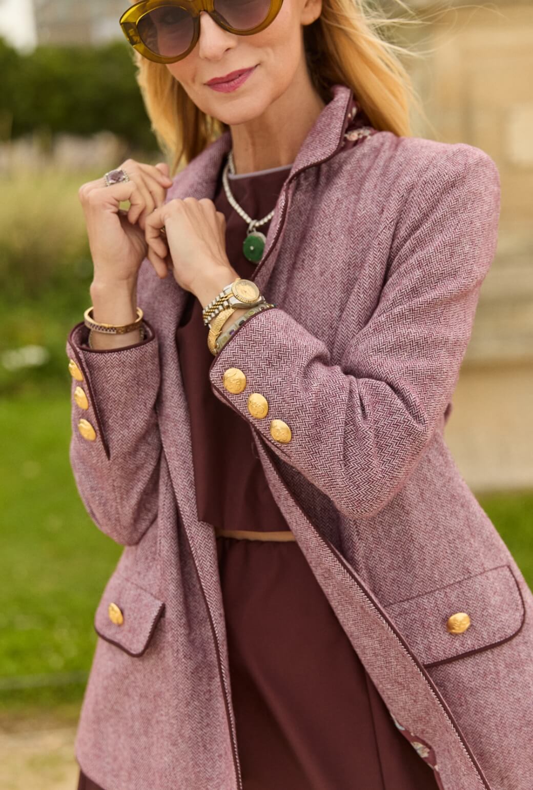 Boyfriend Blazer - Burgundy Herringbone