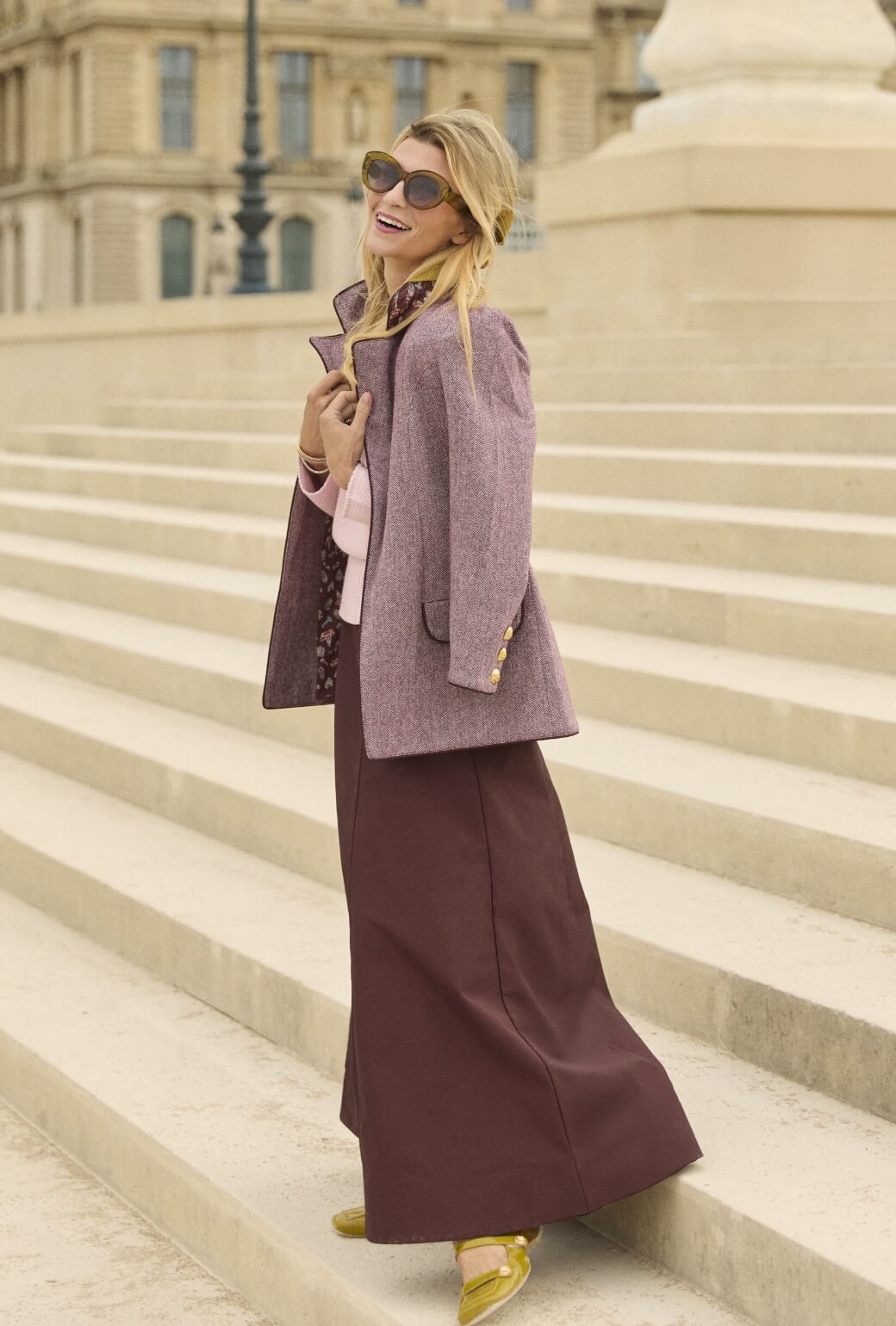 Boyfriend Blazer - Burgundy Herringbone