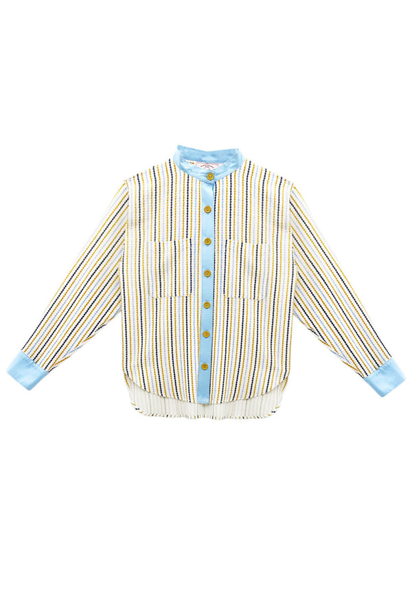 Buru x Megan Stokes Mandarin Shirt - Popcorn Stripe