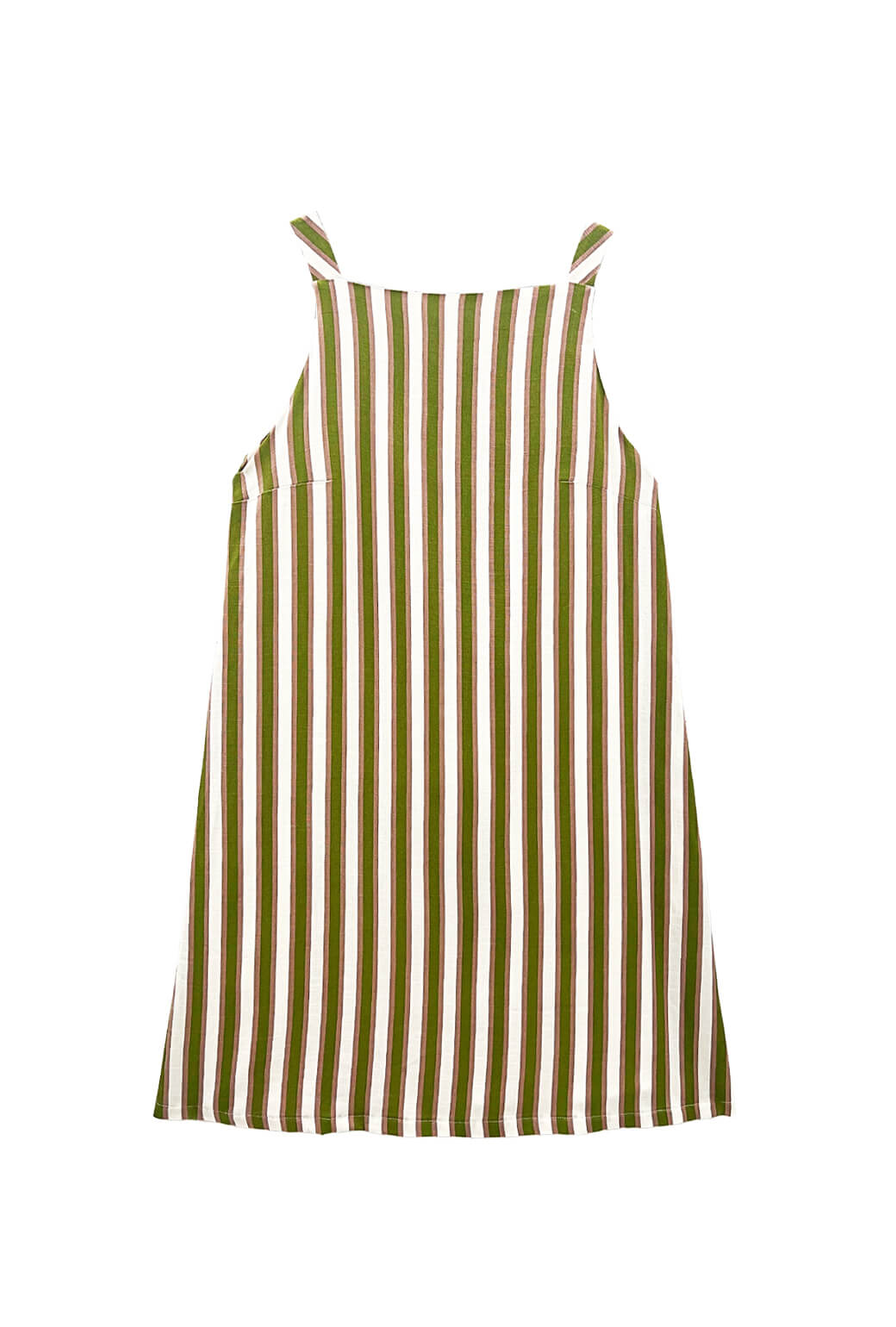 Buru x Megan Stokes The Megan Dress KNEE LENGTH - Green & Brown Stripe