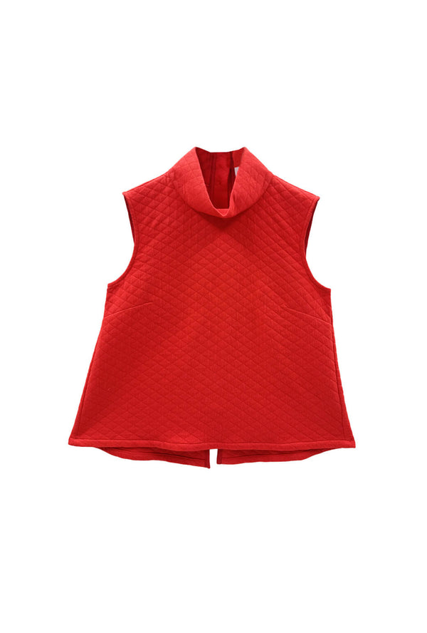 Buru x Val Cropped Sleeveless Mod Top 2.0 - Rouge Diamond Knit