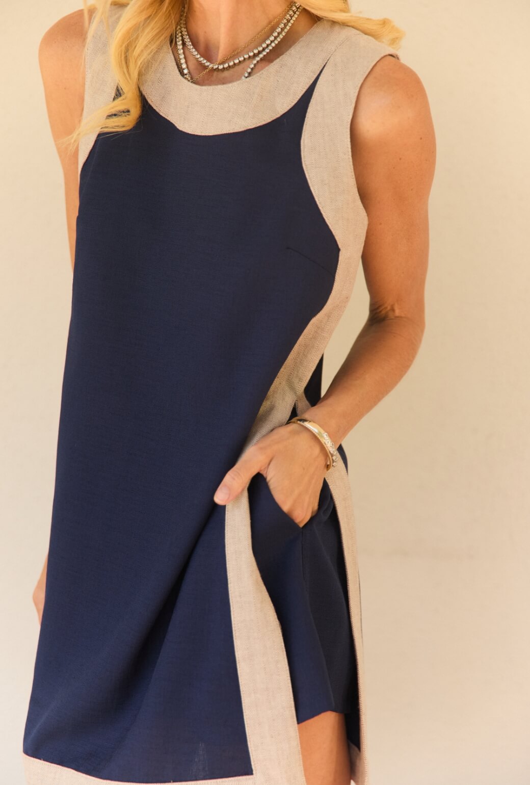 Buru x Val Mini Bermuda Set - Navy & Taupe