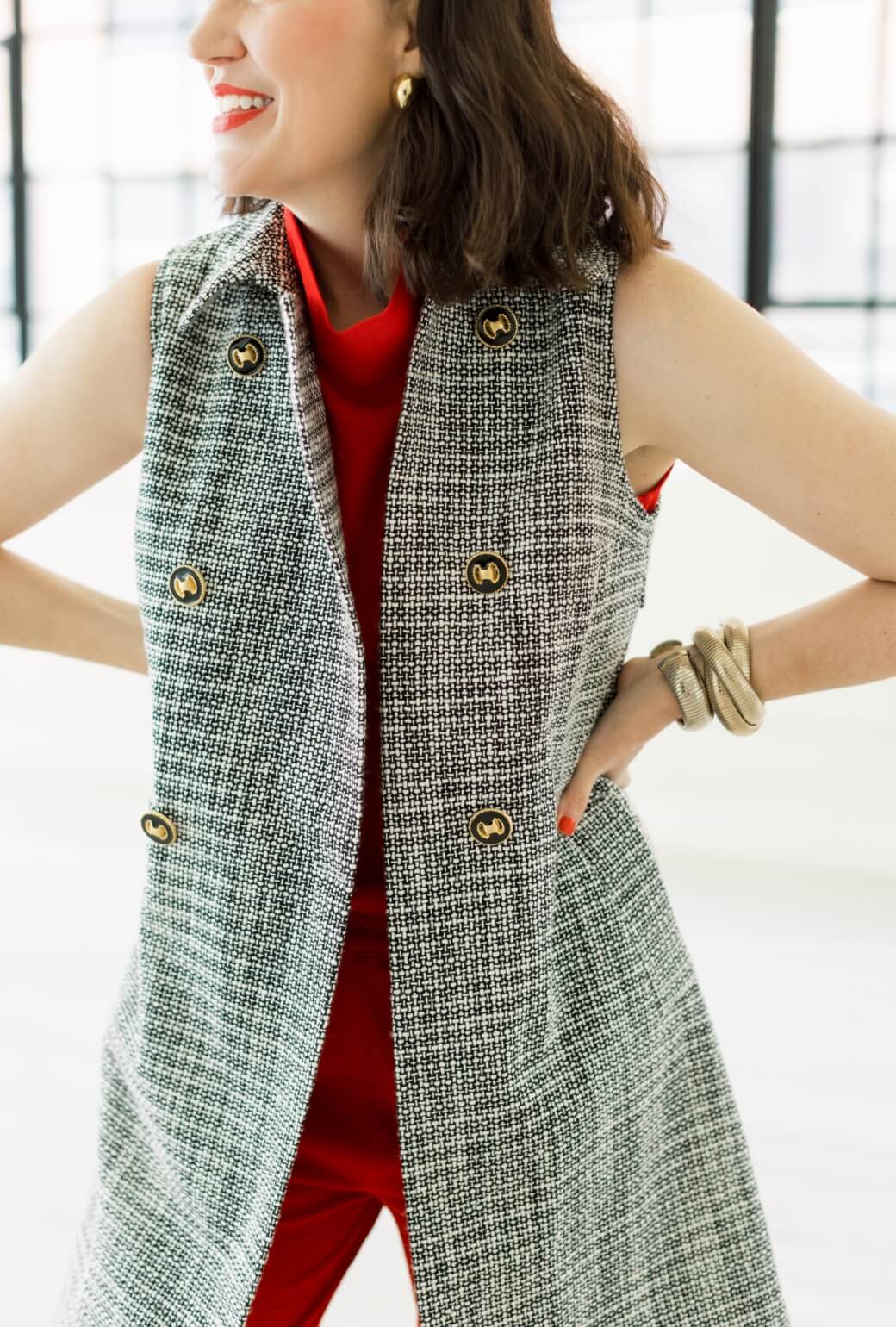 Buru x Val The Val Vest - Black & White Tweed