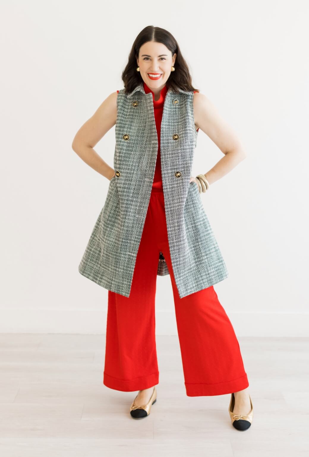 Buru x Val Wide Leg Knit Trouser - Rouge Jacquard Knit