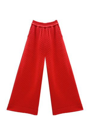 Buru x Val Wide Leg Knit Trouser 2.0 - Rouge Quilted Knit