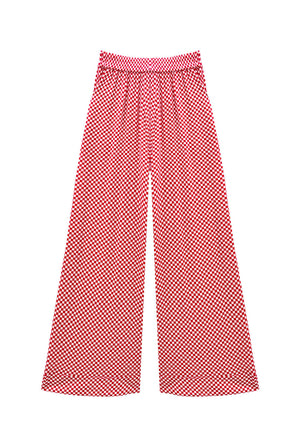Buru x Val Wide Leg Knit Trouser - Red & White Checkerboard