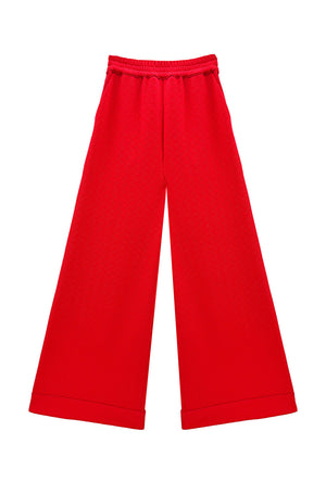 Buru x Val Wide Leg Knit Trouser - Rouge Jacquard Knit