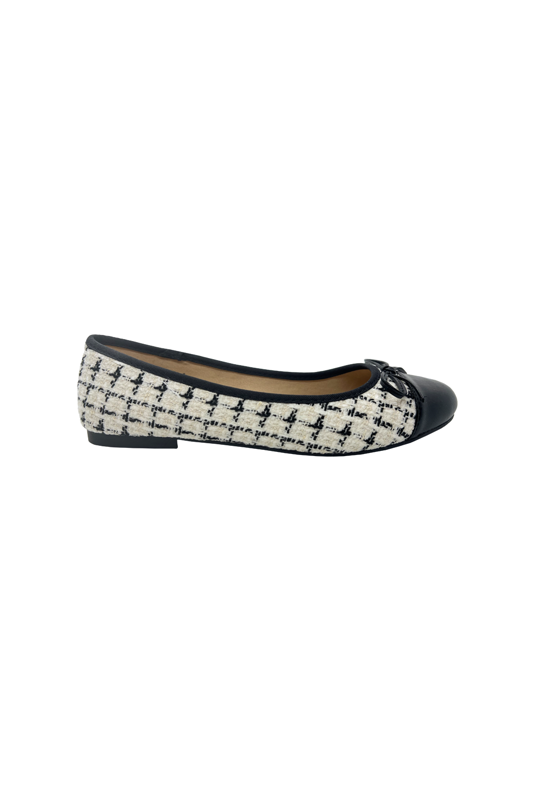 Cap Toe Tweed Flats Ivory