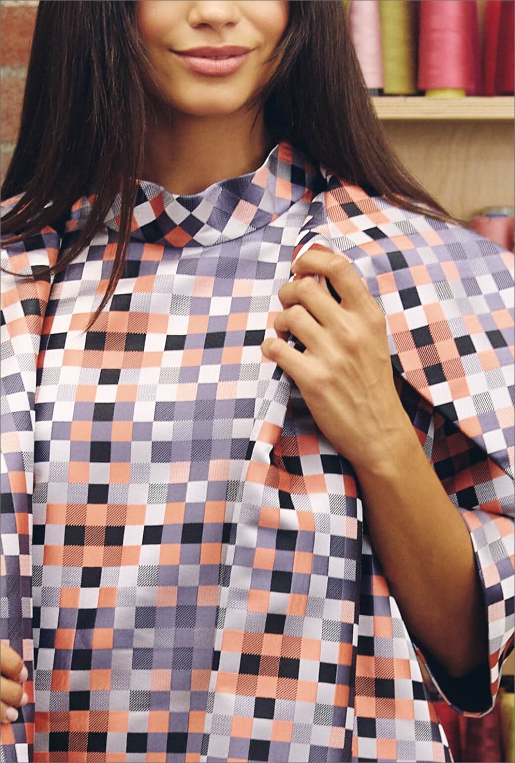 Car Coat - Patchwork Jacquard