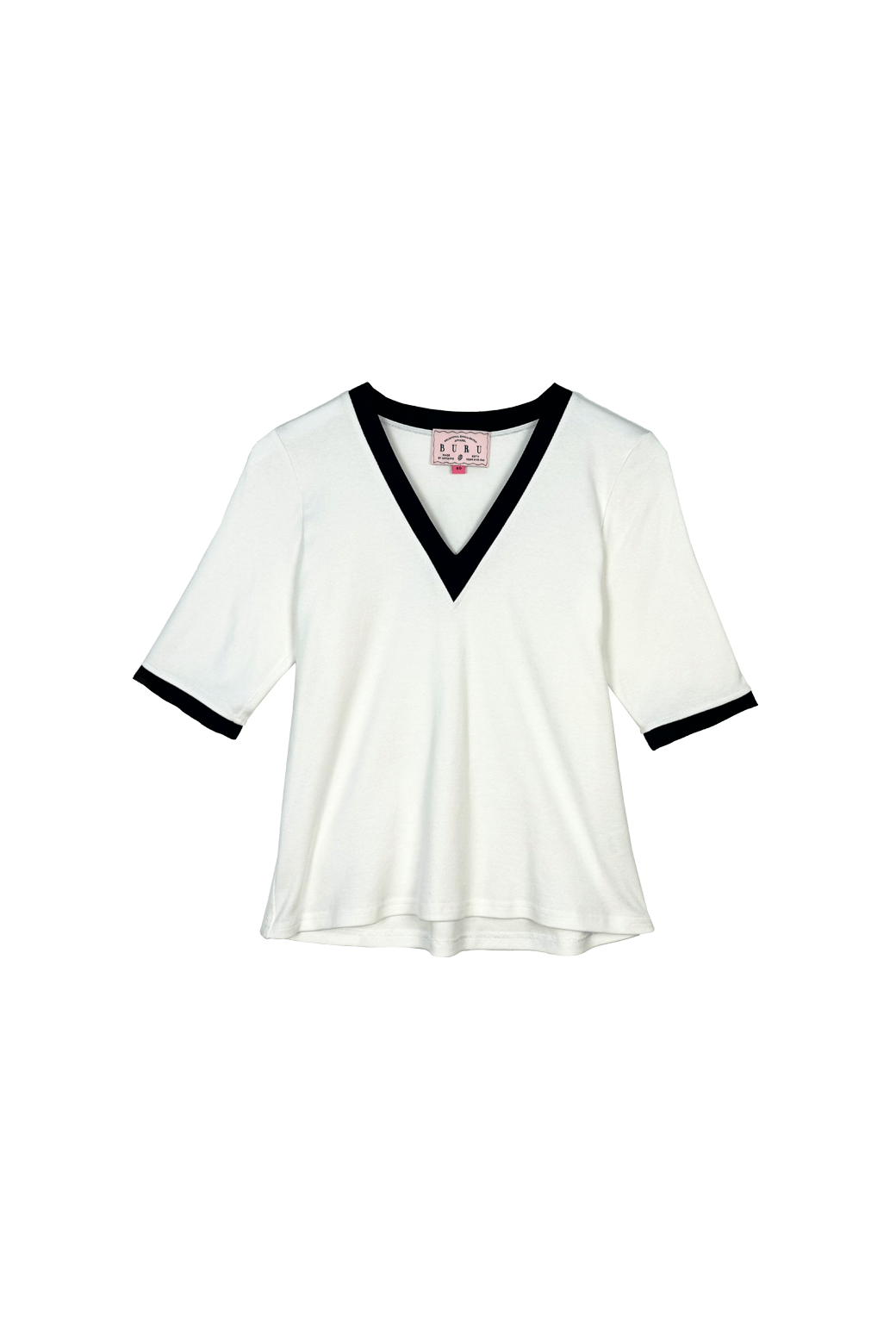 Buru x Jaimie Dewberry Contrast Tee Ivory & Navy Linen BURU