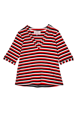 SAMPLE - Contrast Tee - RWB Ribbed Stripe