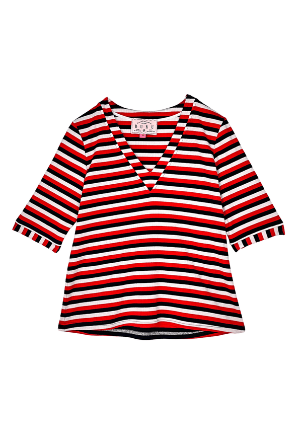 SAMPLE - Contrast Tee - RWB Ribbed Stripe