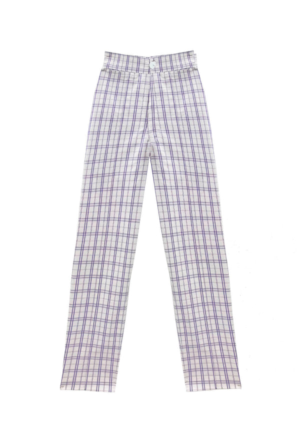 Buru x Old Soul Etiquette Cropped Cigar Pant - Purple Windowpane Plaid