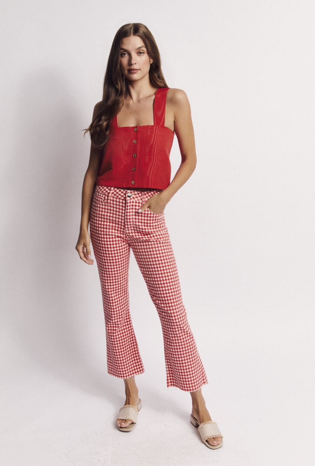 Cropped Flares - Red Gingham – BURU