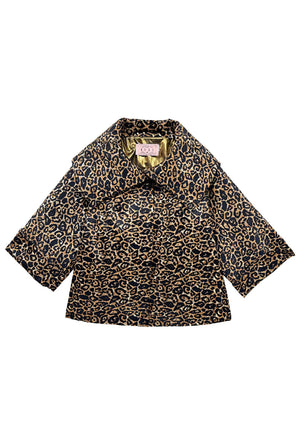Cropped Grace Coat - Leopard Print Lurex