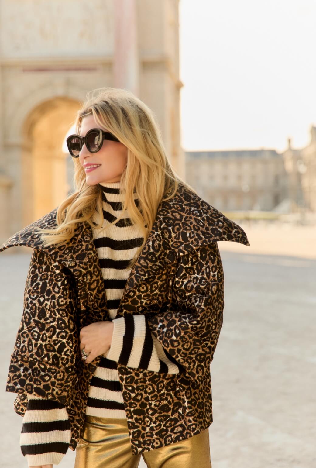 Cropped Grace Coat - Leopard Print Lurex
