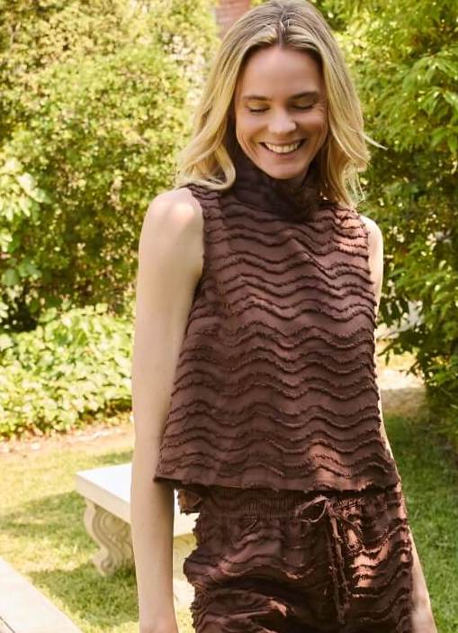Cropped Sleeveless Mod Top - Chocolate Fringe – BURU