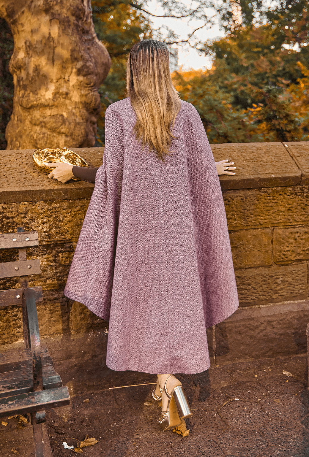 Deville Cape - Burgundy Herringbone