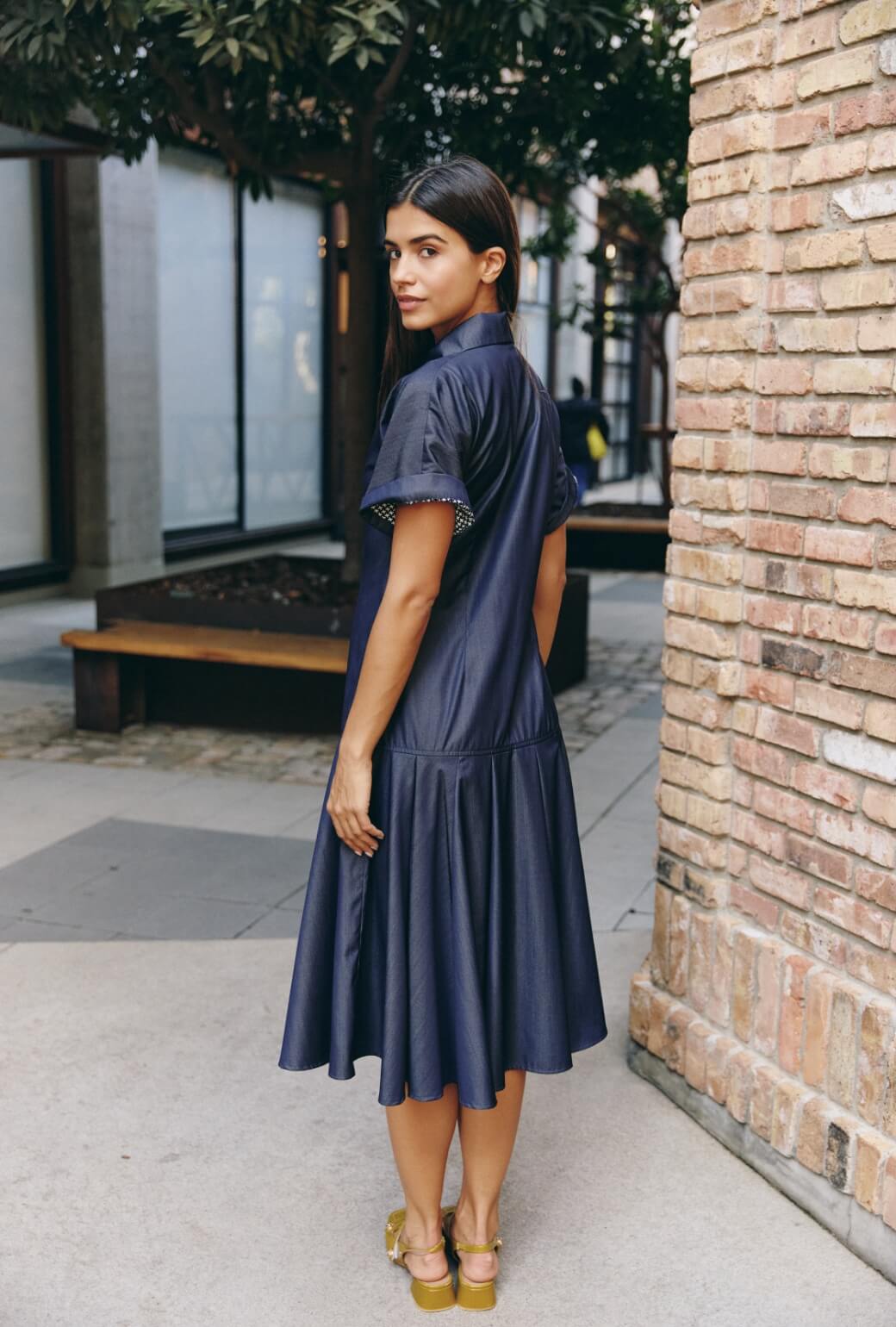 Drop Waist Day Gown - Dark Chambray