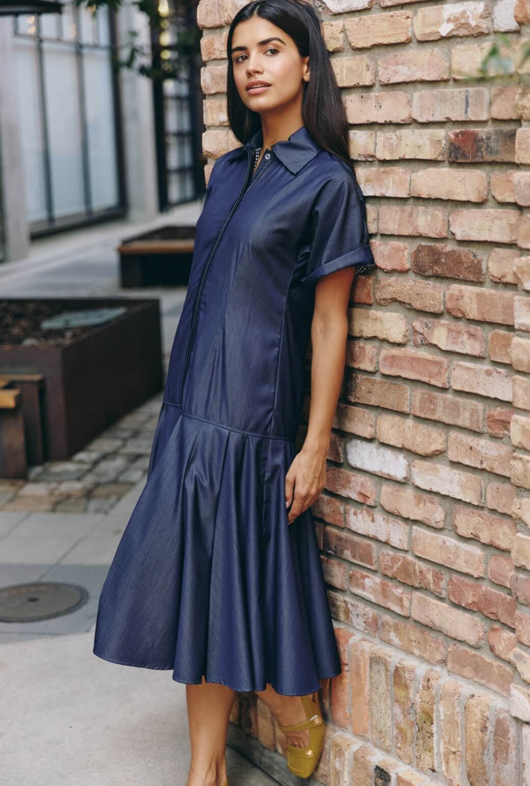 SAMPLE - Drop Waist Day Gown - Dark Chambray BURU SAMPLE - Drop Waist Day Gown - Dark Chambray BURU
