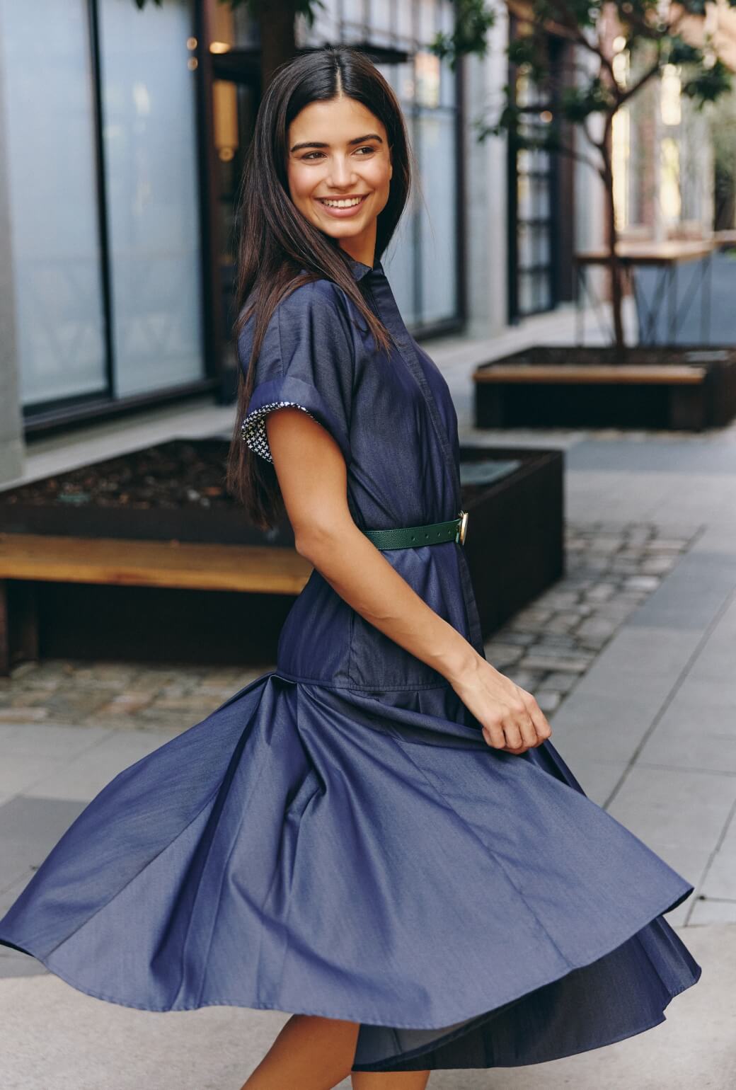 Drop Waist Day Gown - Dark Chambray